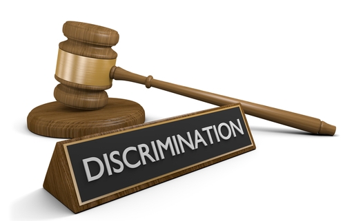 Discrimination sign with gavel